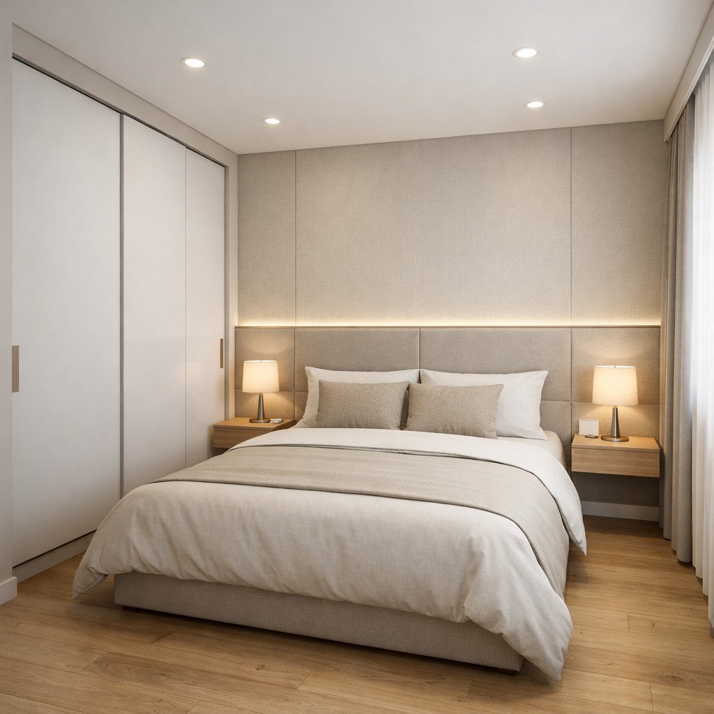 desain kamar 3x4 untuk suami istri modern yang bersih dan elegan