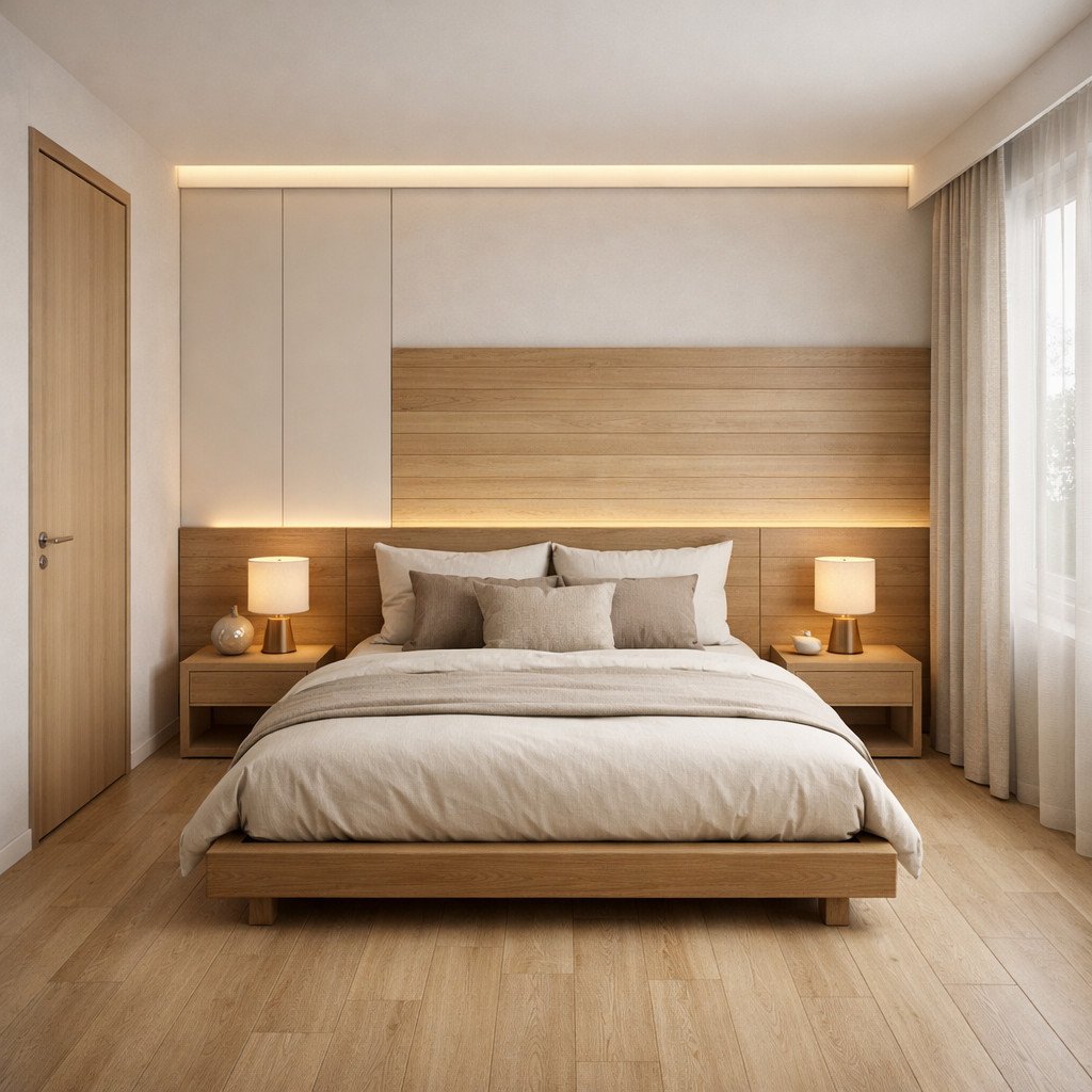 desain kamar tidur aesthetic japandi yang tenang dan presisi