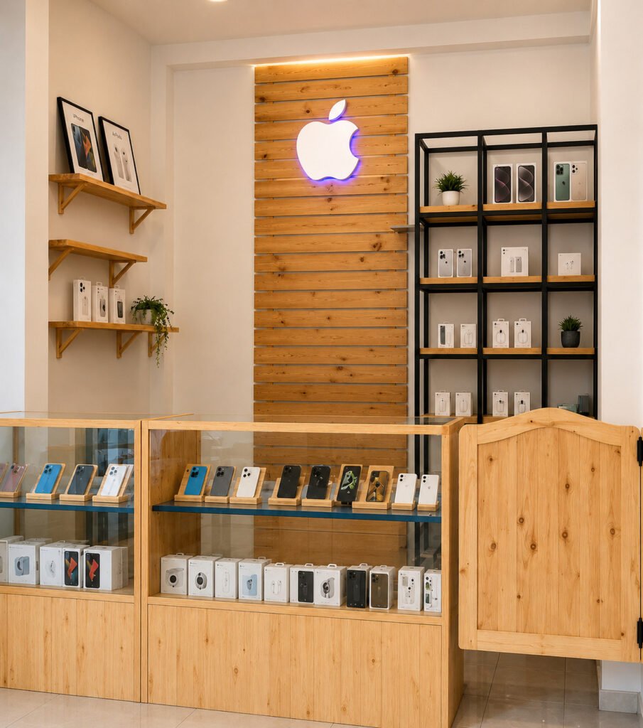 Interior Store Iphone Bahan Jati Belanda