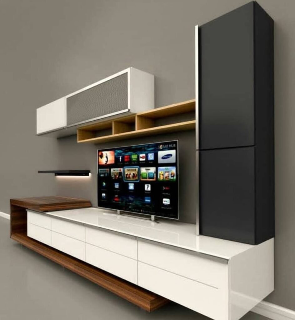 Kabinet TV Dengan Rak Atas Dan Samping