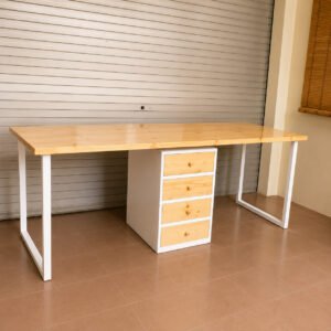 Meja PC Jati Belanda Rangka Kayu