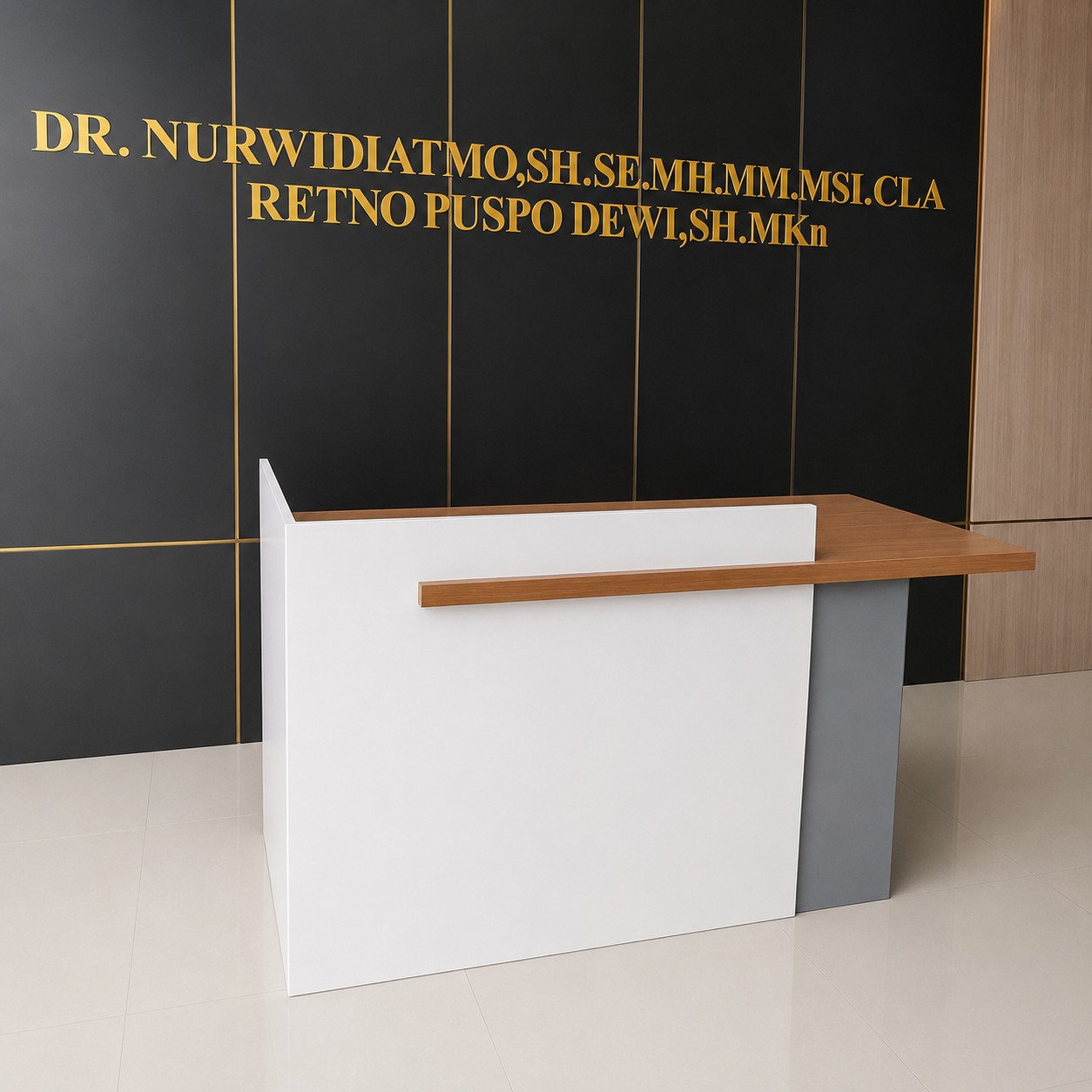 Meja Resepsionis Minimalis HPL