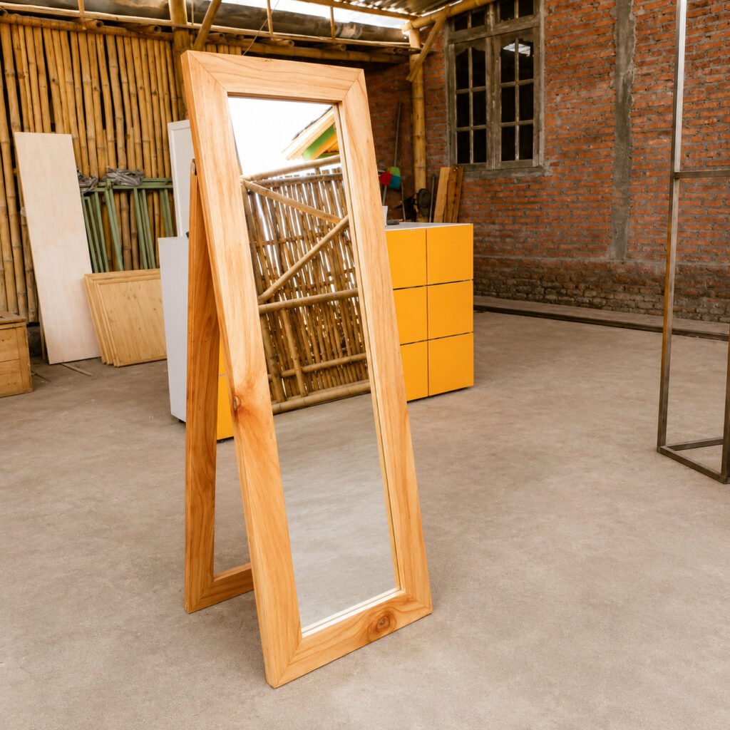 Standing Cermin Kayu