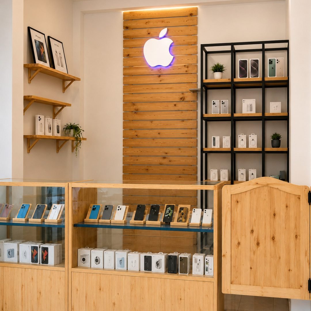 Interior Store Iphone Bahan Jati Belanda