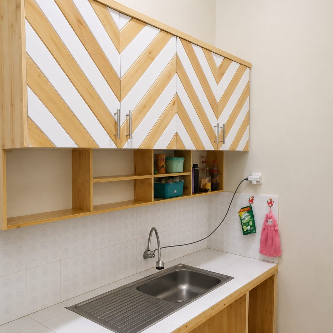 Kitchenset Jati Belanda Dua Warna