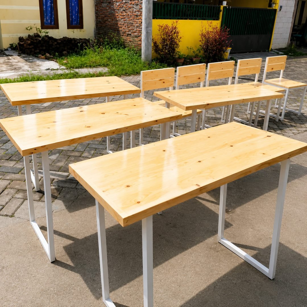 Meja Belajar Minimalis Top Jati Belanda Kos AT