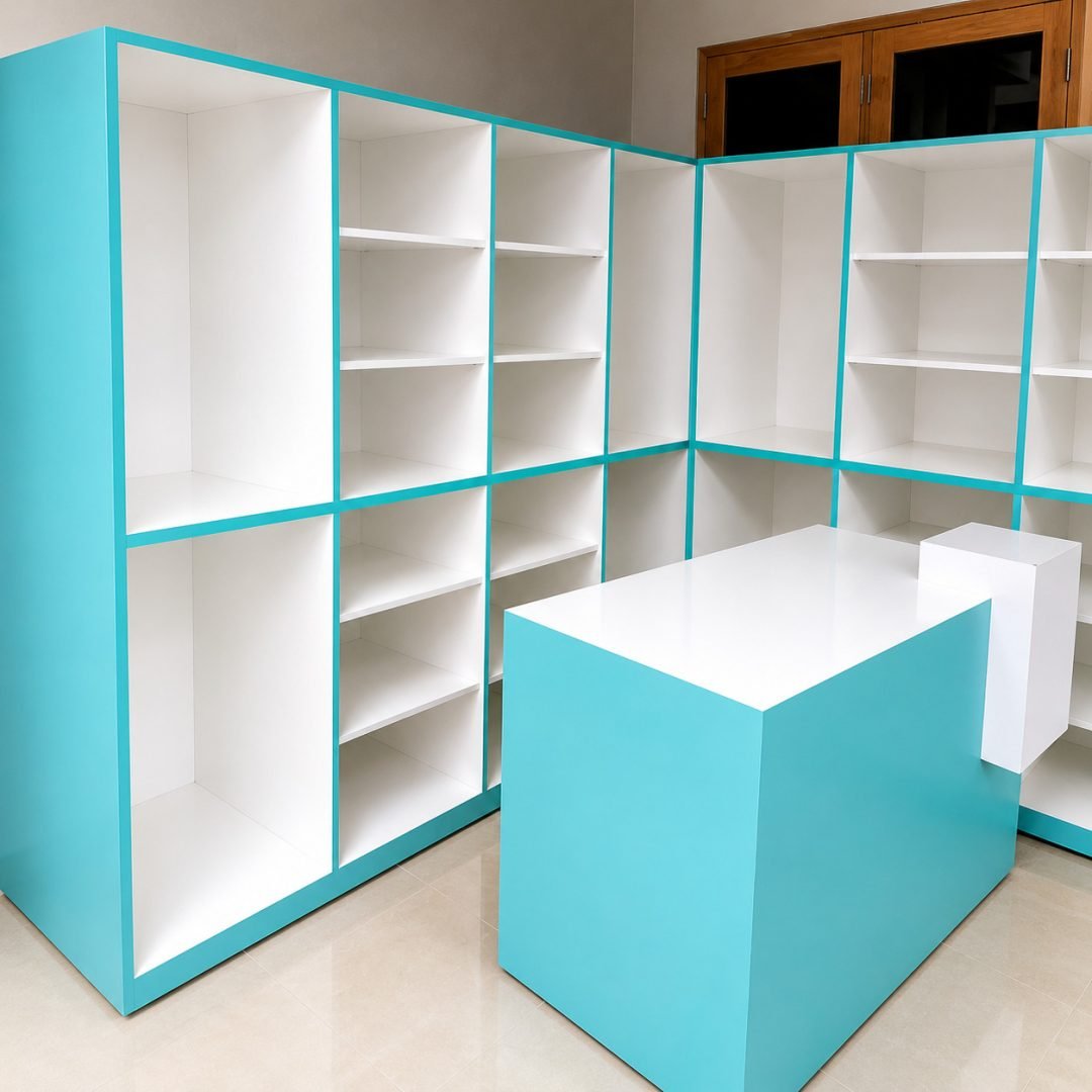 Paket Meja Kasir Dan Rak Display HPL