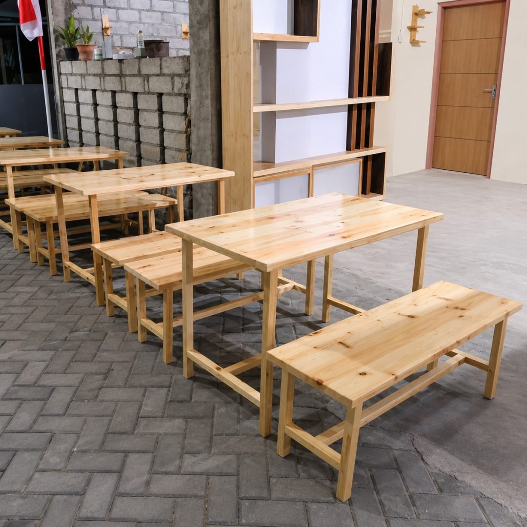 Paket Meja Kursi Warung Makan Jati Belanda