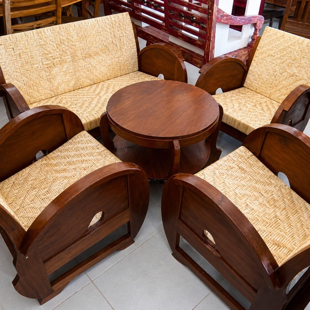 Set Kursi Meja Kayu Jati Kombinasi Rotan